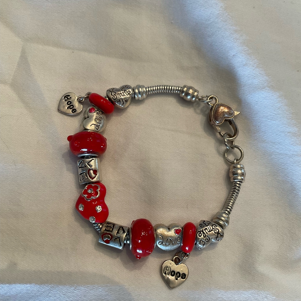 Brighton Silver and Red Heart Charm Bracelet - Picture 3 of 5